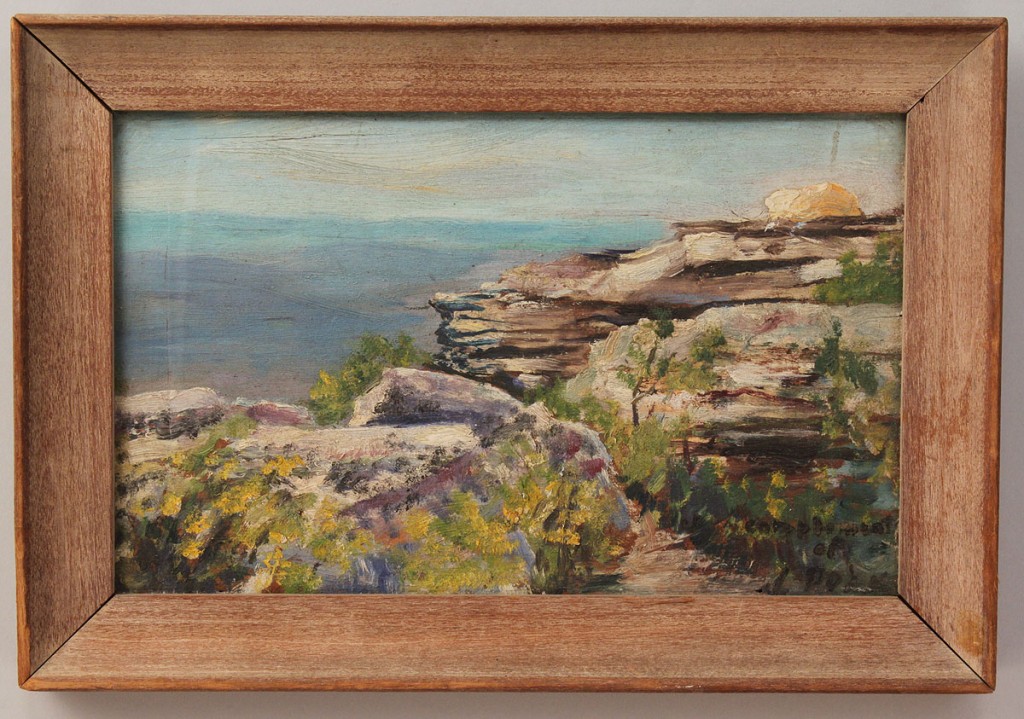 Lot 525: Lot of 2 oil paintings, ocean and mountain landscapes