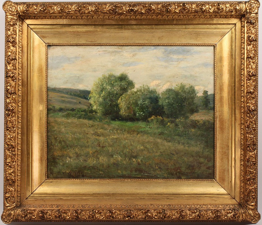 Lot 537: Oil on Canvas, Pastoral landscape, signed