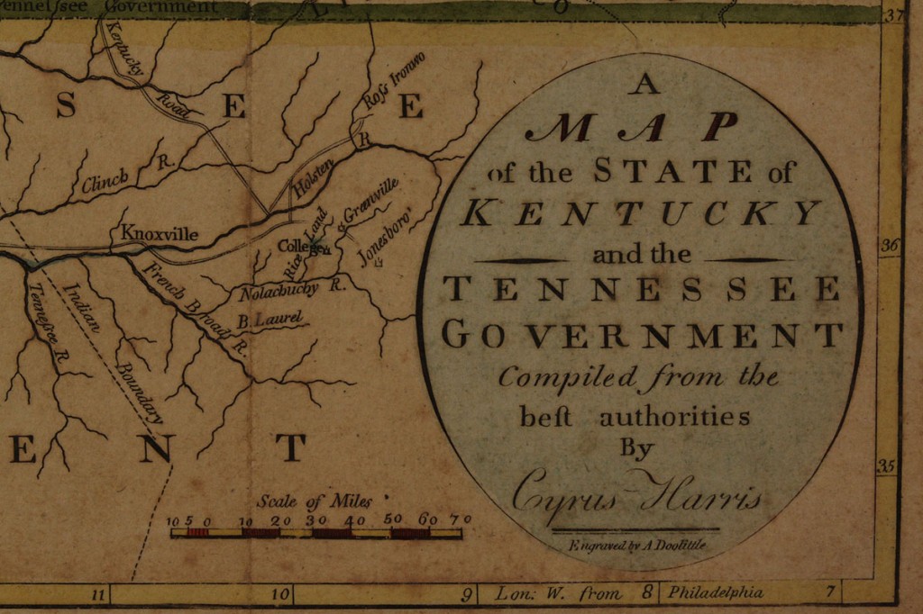 Lot 53: 1796 Tennessee Kentucky hand colored map