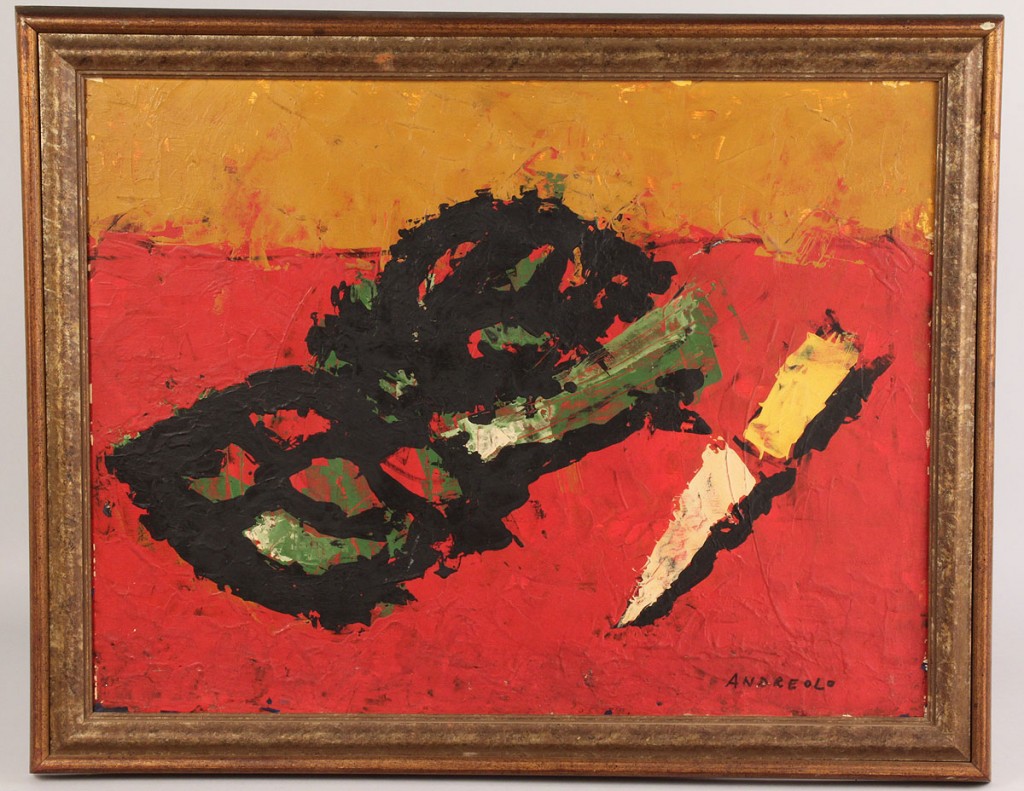 Lot 543: Andreolo Abstract Oil on Board