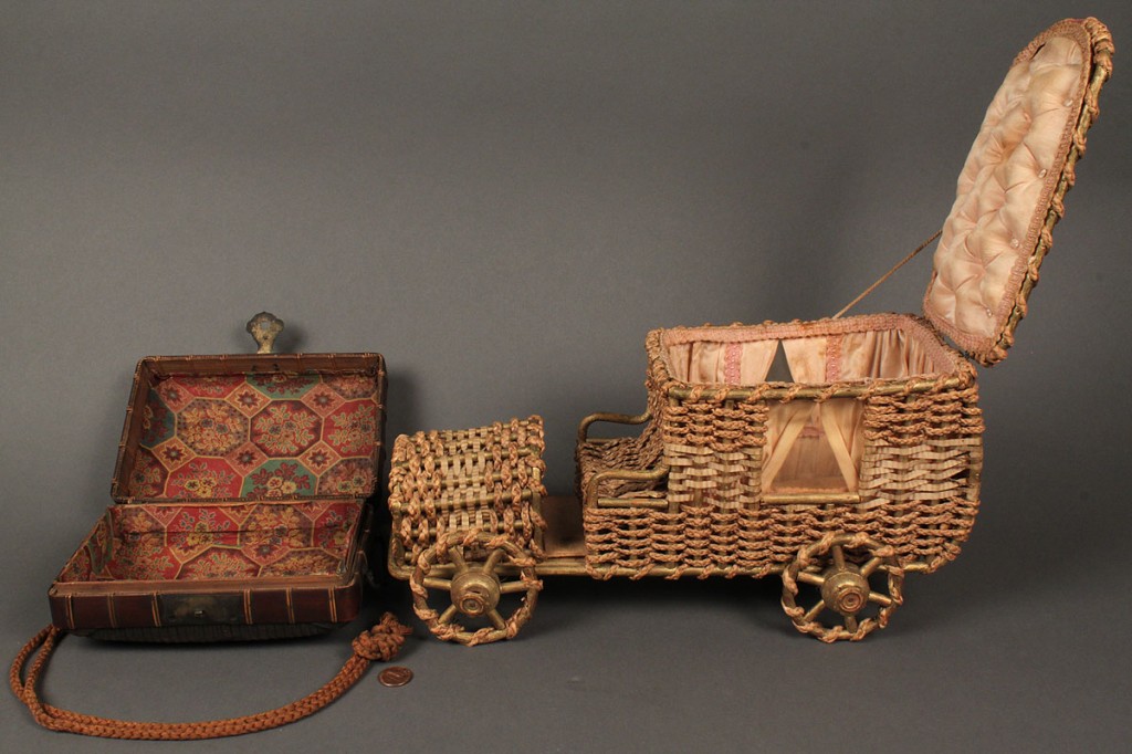 Lot 549: Two antique wicker sewing boxes