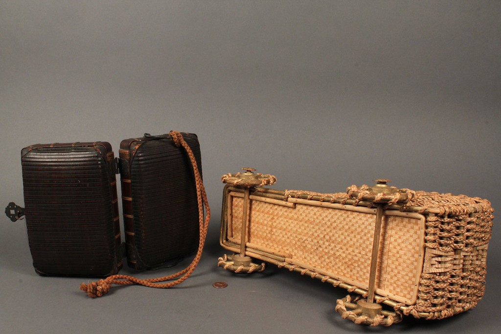 Lot 549: Two antique wicker sewing boxes