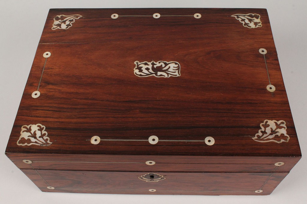 Lot 550: Victorian inlaid rosewood sewing box