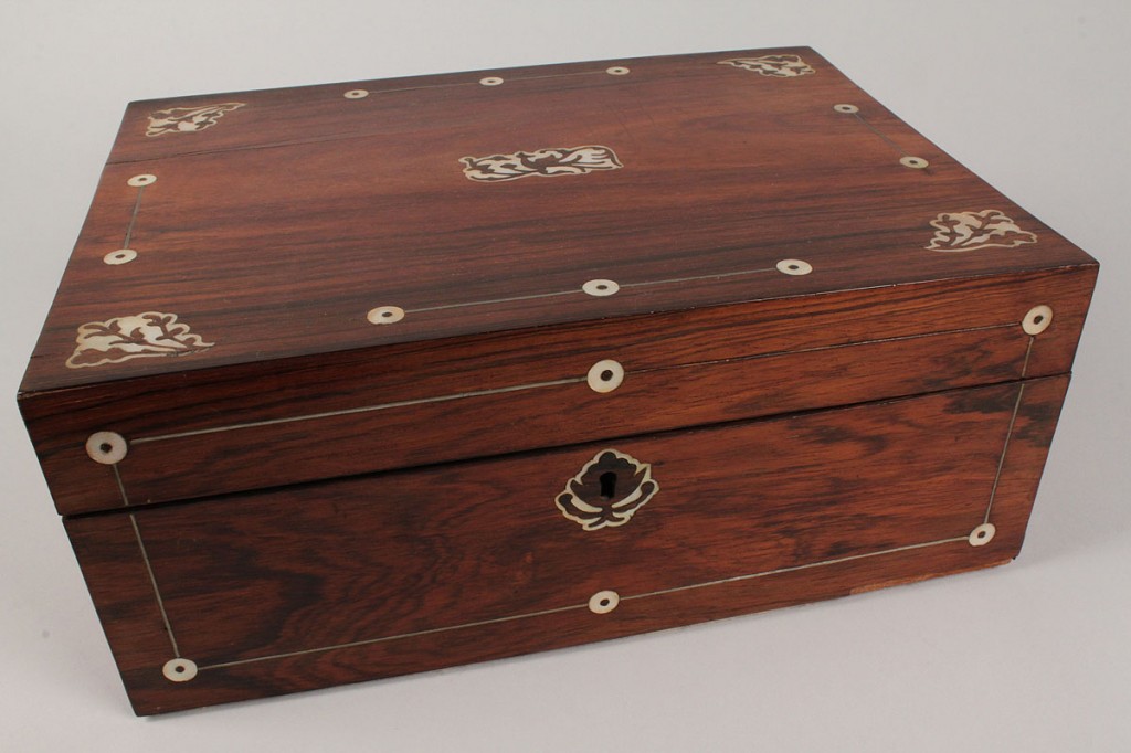 Lot 550: Victorian inlaid rosewood sewing box