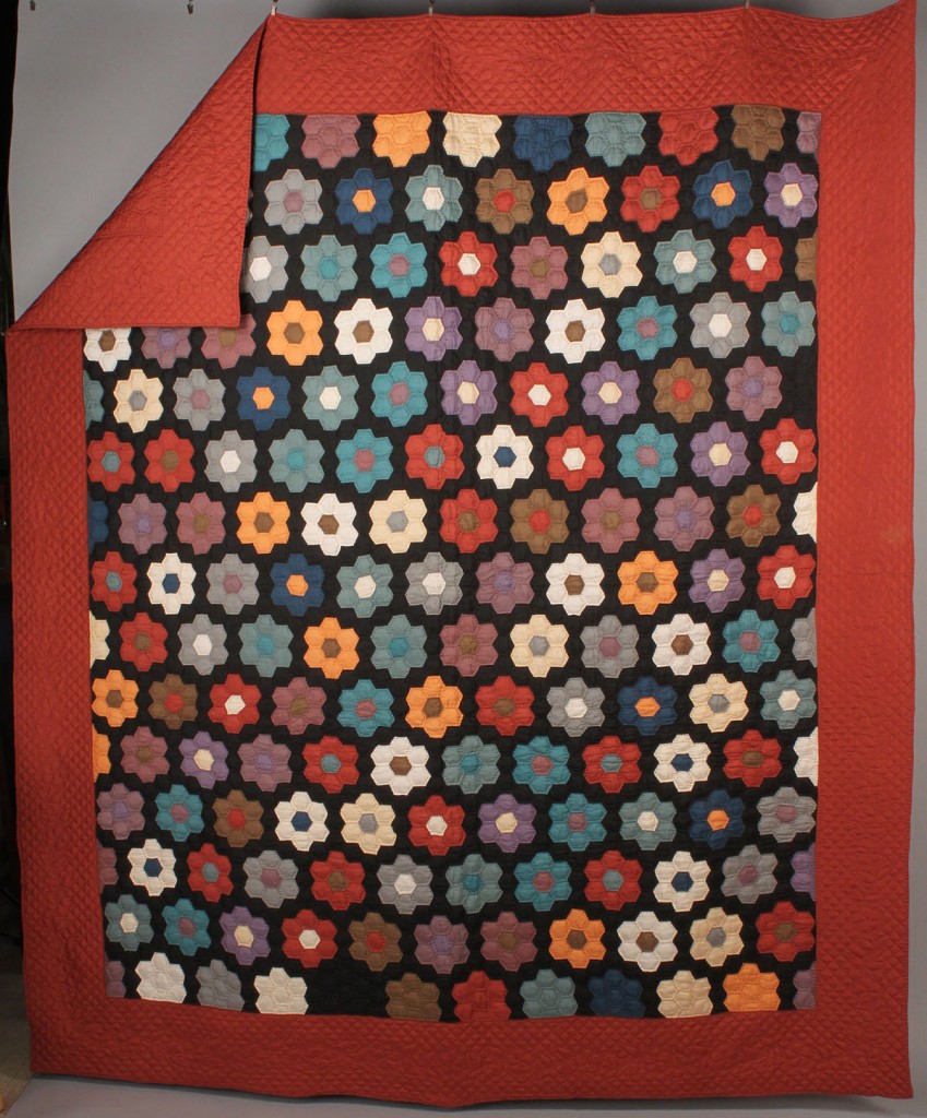 Lot 560: East TN Pieced Quilt, Grandmother's Flower Garden design