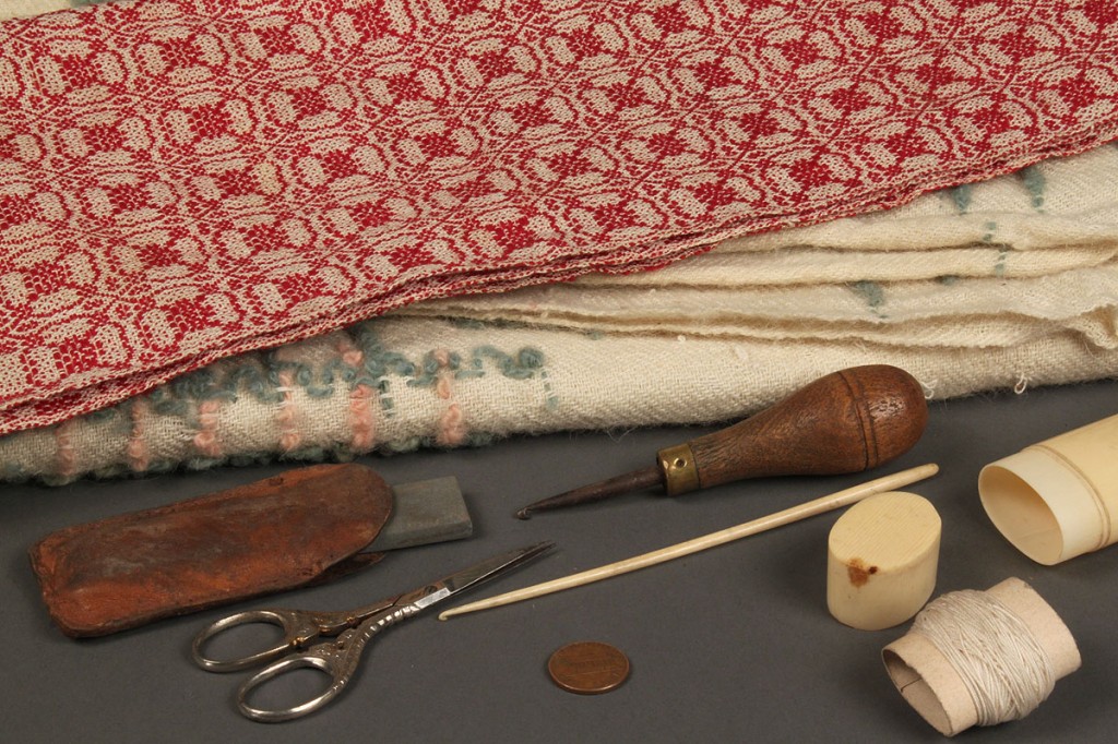 Lot 565: Lot of textiles, sewing items & Hatfield & McCoy book