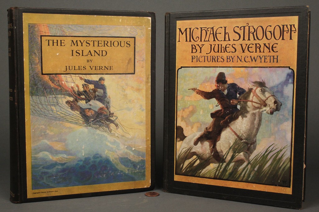 Lot 569: Lot of 2 Books by Jules Verne, Illus. by N.C. Wyeth