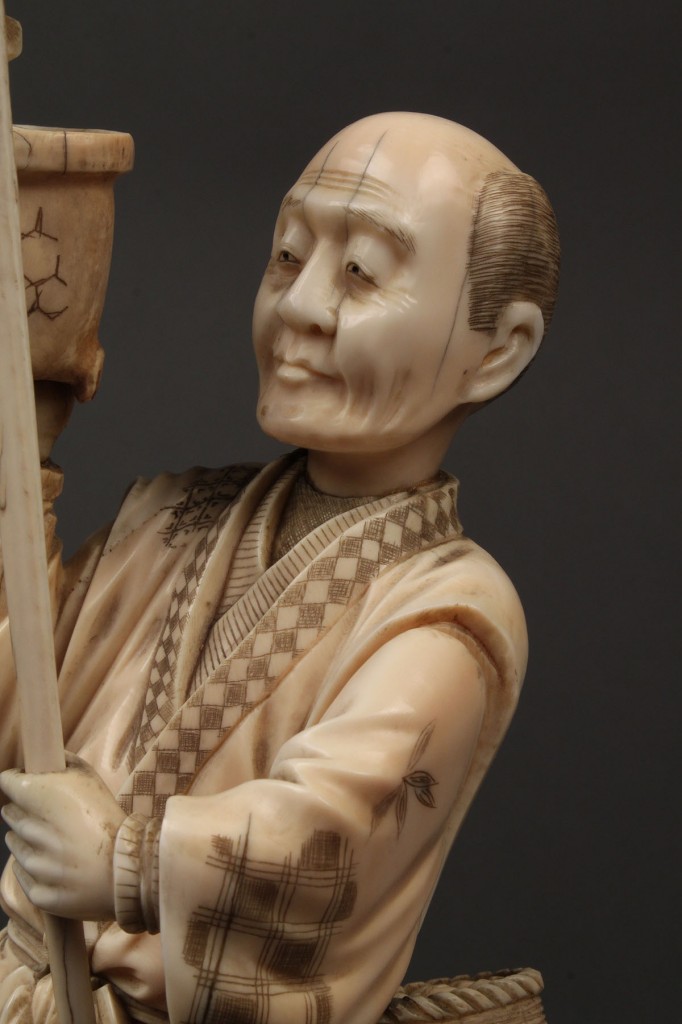 Lot 5: Large carved ivory figure, Bonsai gardener