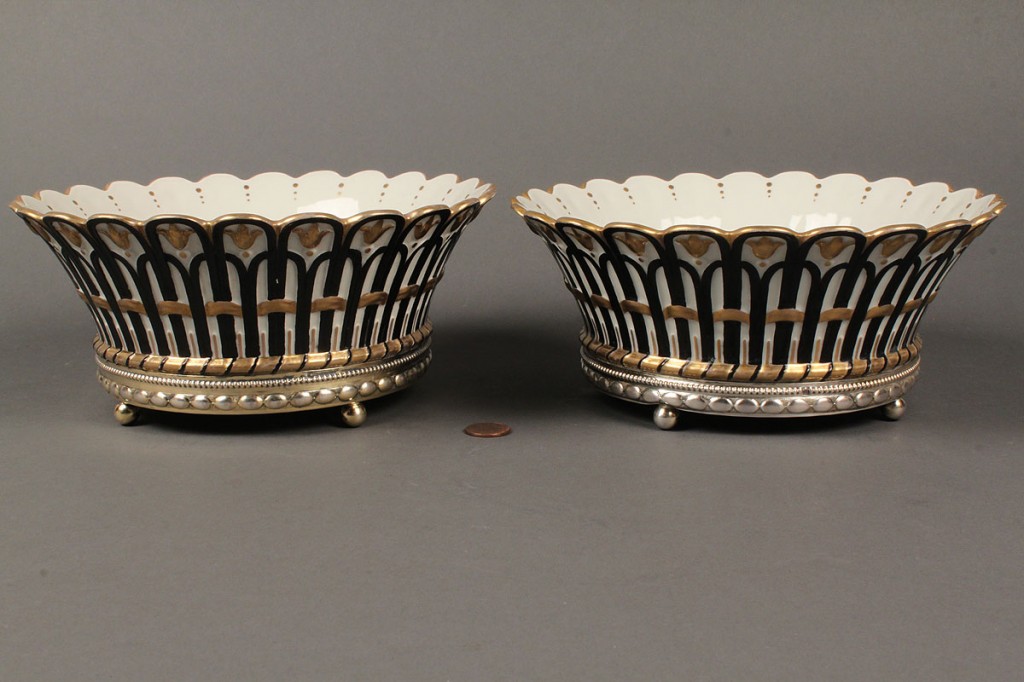 Lot 604:  French Porcelain Plates & Cachepots, 14 pcs