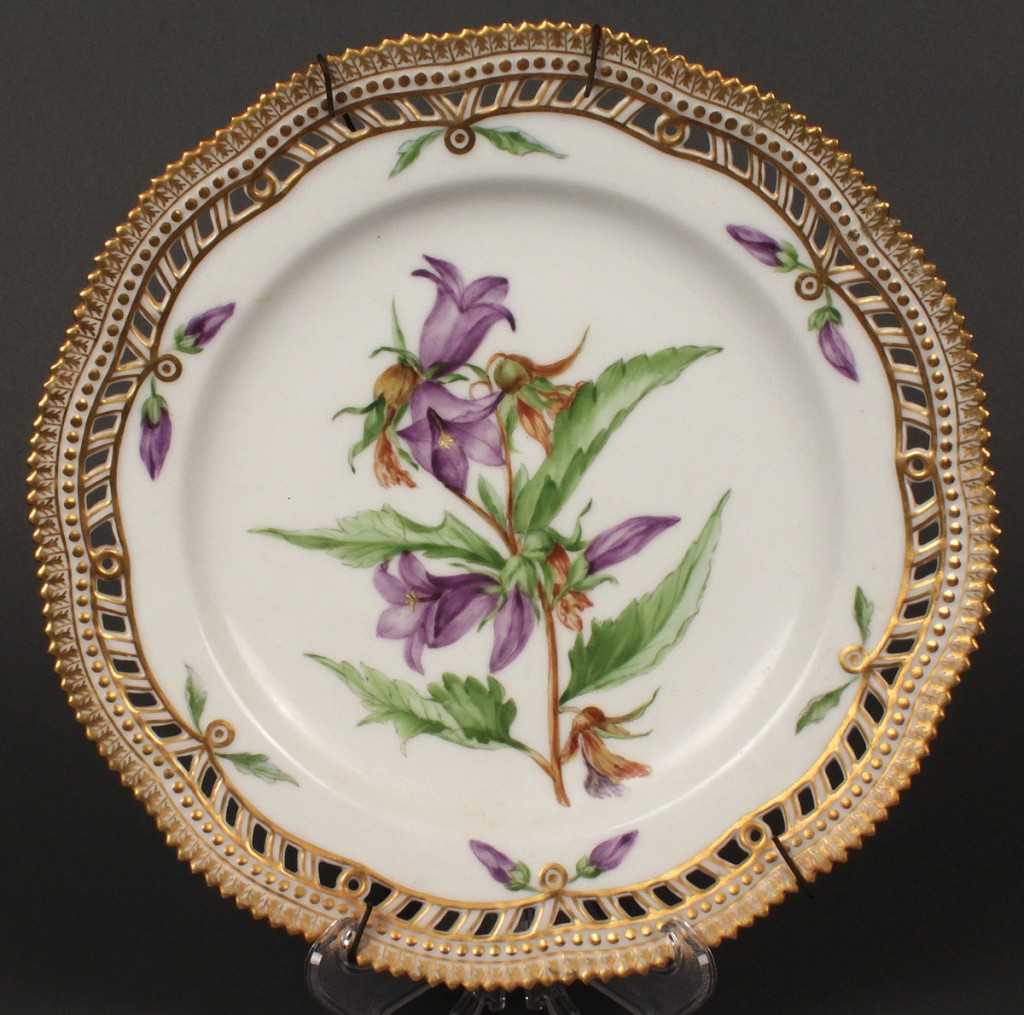 Lot 605: Royal Copenhagen Flora Danica Plate, Bellflower