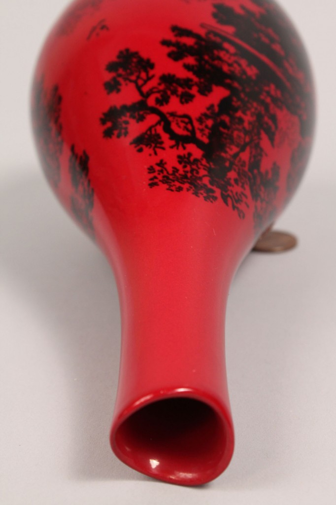 Lot 608: Royal Doulton Flambe Woodcut Vase & Porcelain Plaque