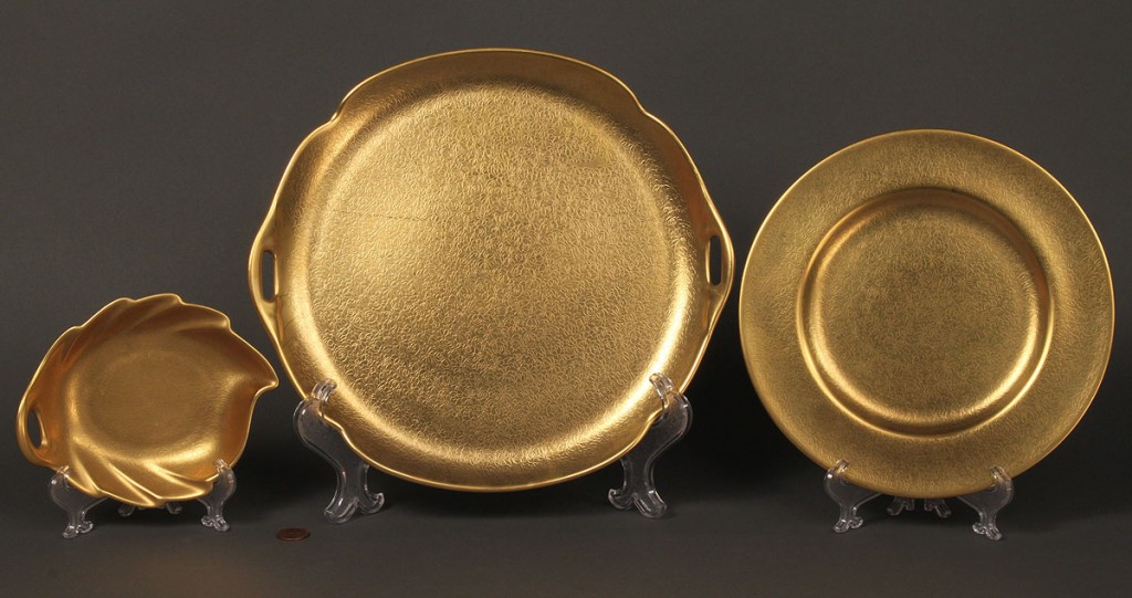 Lot 617: Grouping of Encrusted Gold Porcelain, 8 items