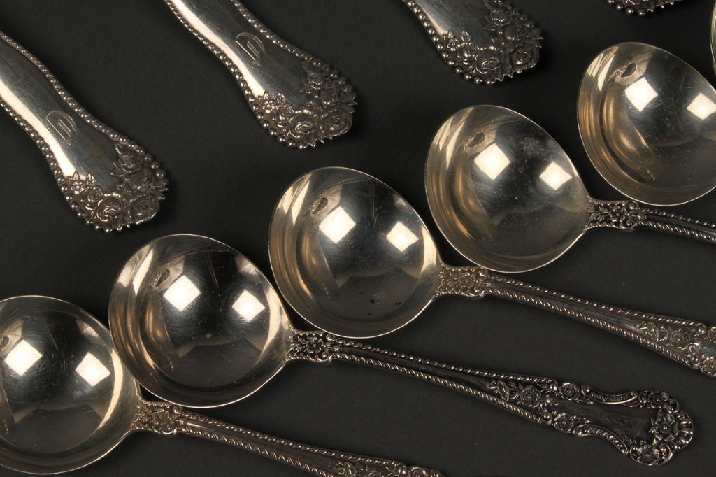 Lot 632: 12 Gorham sterling Spoons, Hope Brothers Retailers, TN