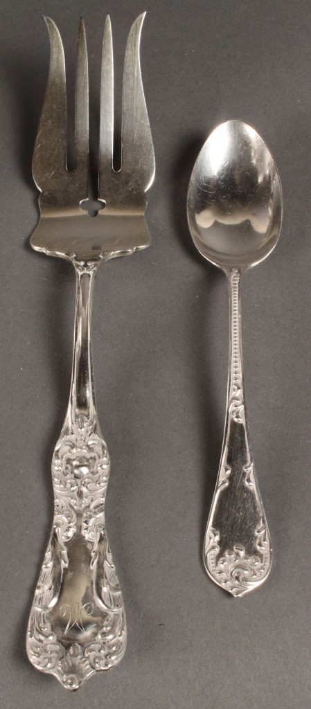 Lot 634: Lot of 13 sterling items: flatware & candy dishes