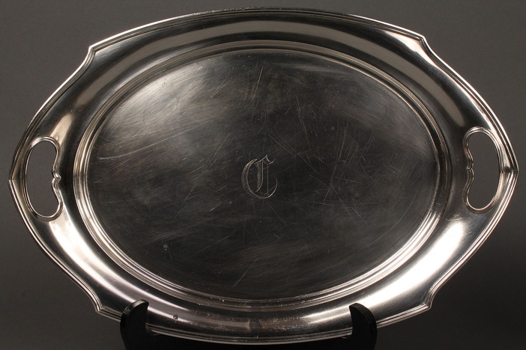 Lot 636:  Sterling Tray, hallmarked I.S. Co.