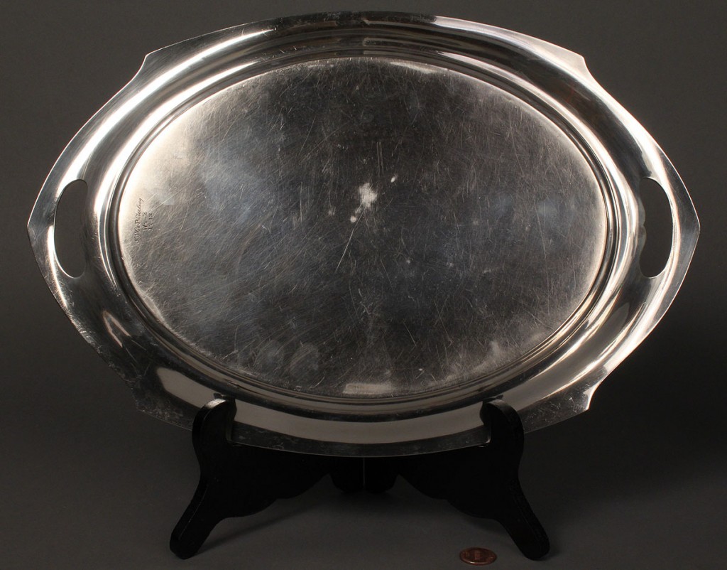 Lot 636:  Sterling Tray, hallmarked I.S. Co.