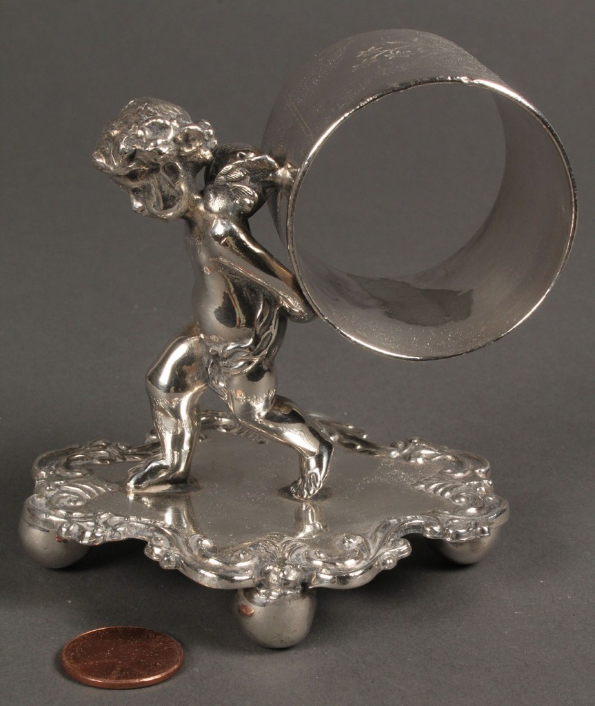 Lot 650: Victorian Silver Plated Cherub Figural Napkin Ring