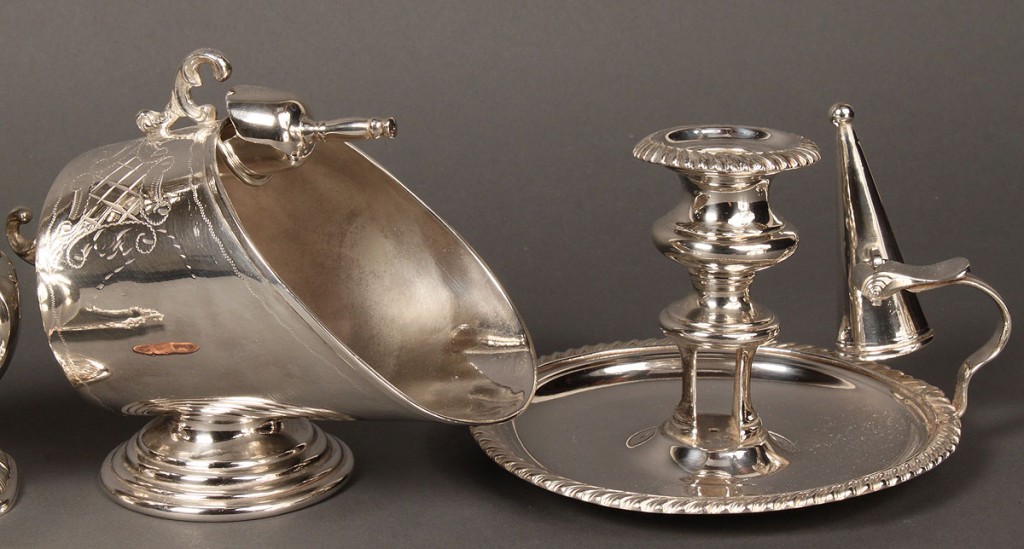 Lot 654: Lot of 4 silver plated table items
