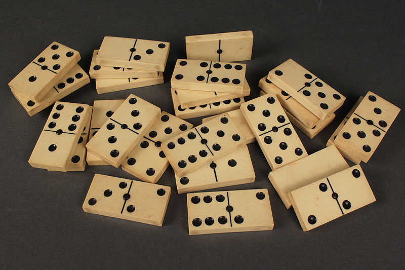 Lot 662:  Set of Ivory Dominos, Butterfly Collage & Inlaid Box