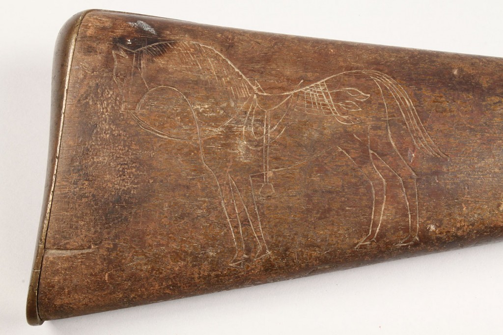 Lot 68: Barnett Pattern 1856 Enfield Carbine, horse carving
