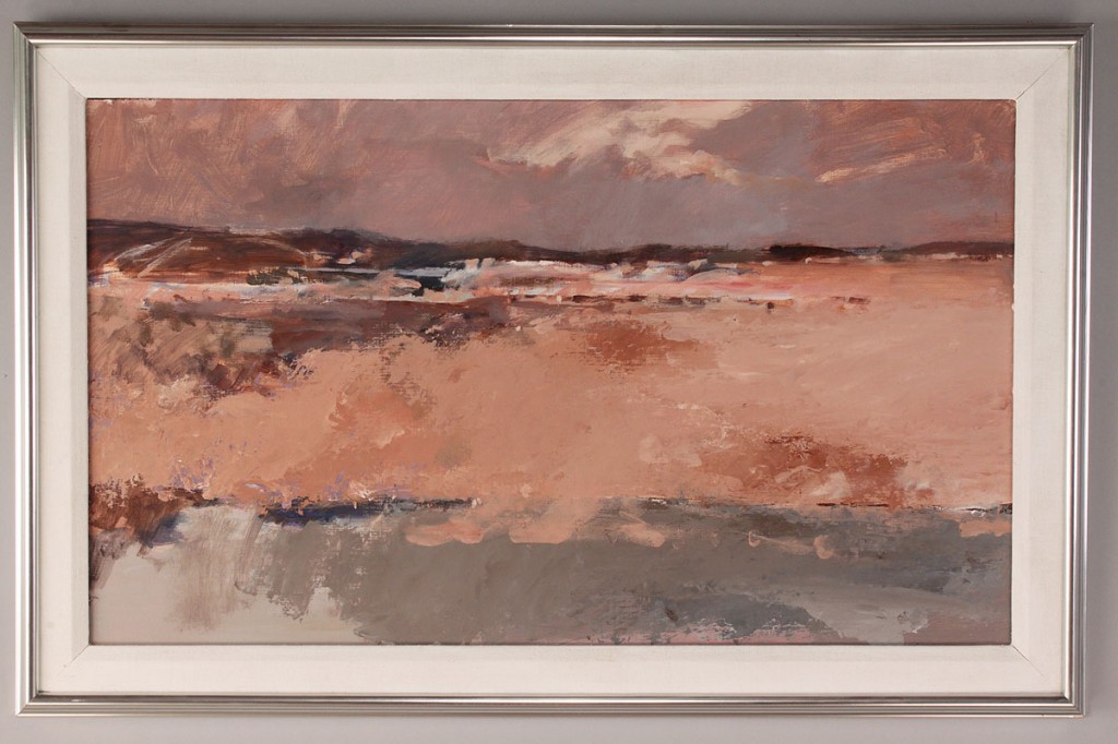 Lot 690:  Lot of 2 contemporary oil paintings: seascape & landscape