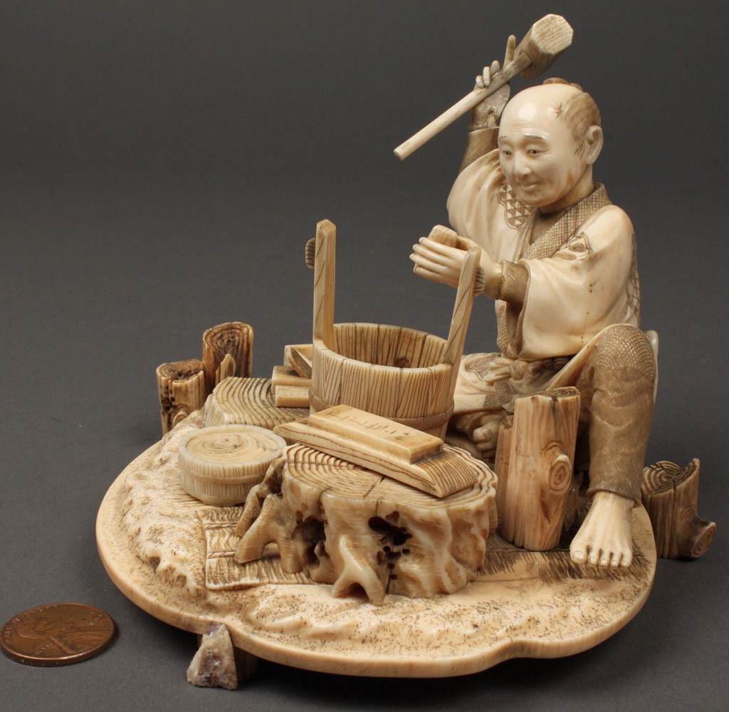 Lot 6: Japanese carved ivory figure, carpenter