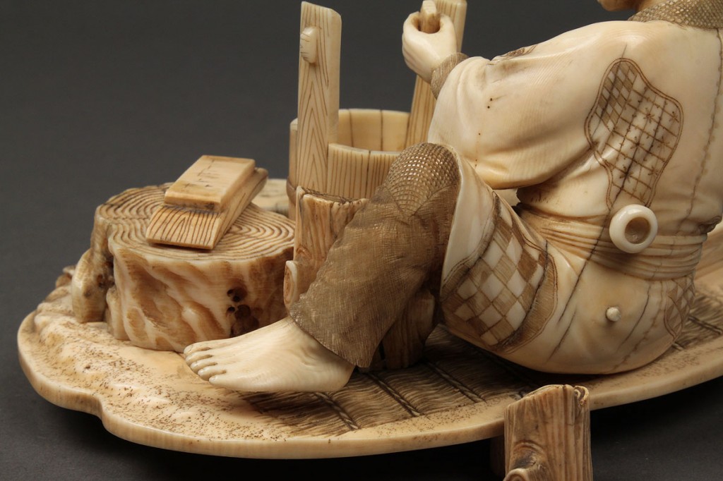 Lot 6: Japanese carved ivory figure, carpenter