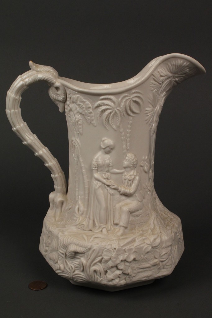 Lot 702: Lot of 2 Pitchers incl. a patriotic scene in relief
