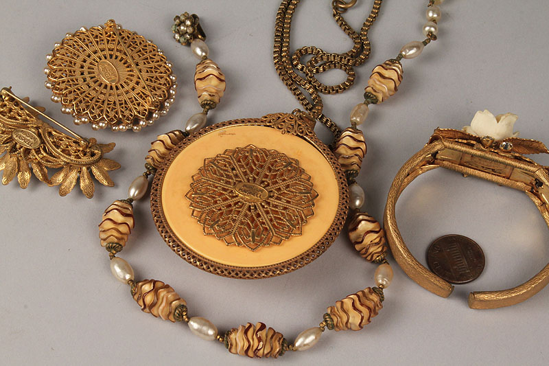 Lot 721: Lot of Five (5) Miriam Haskell Jewelry Items