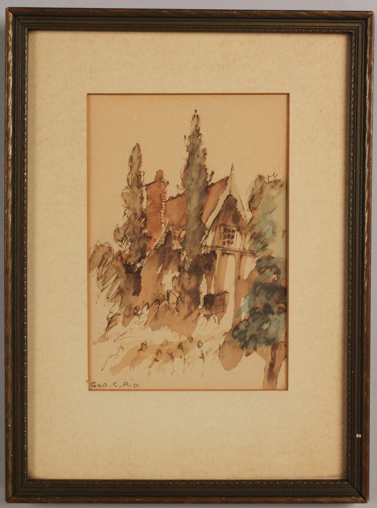 Lot 80: George C. Aid Watercolor of Tudor House