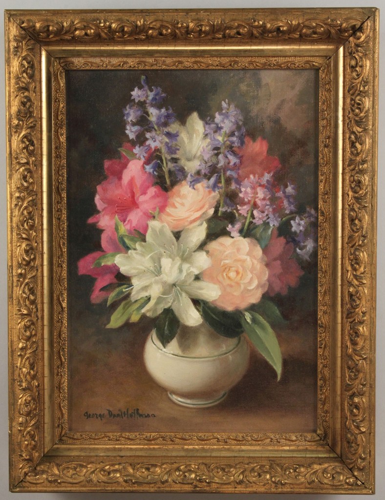 Lot 83: George Hoffman, oil on canvas floral still life