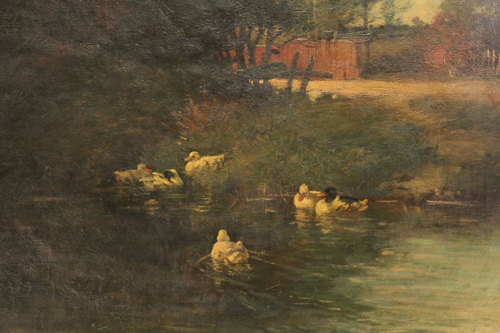 Lot 85: Alexander Van Laer, oil on canvas, Ducks in Stream