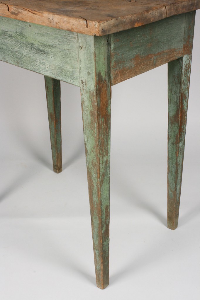 Lot 97: East TN Hepplewhite Table, Blue/Green Paint