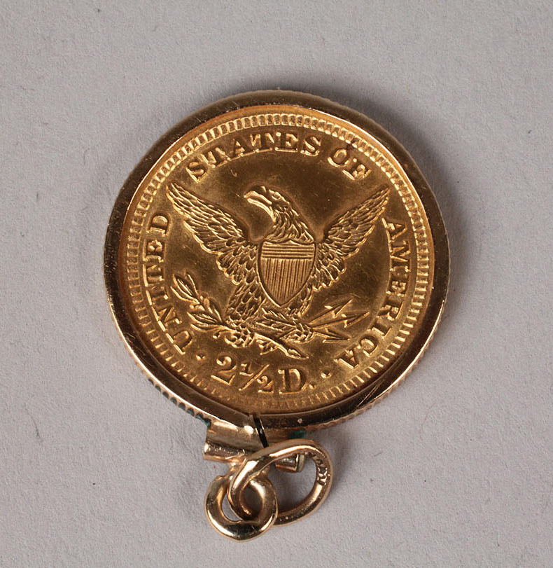 Lot 105: 1903 Liberty Head Quarter Eagle gold coin pendant