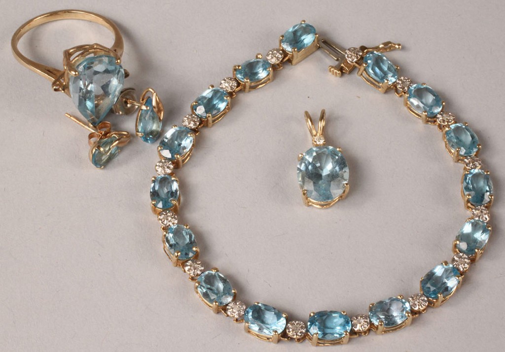 Lot 112: Grouping of Blue Topaz Jewelry, 4 pieces