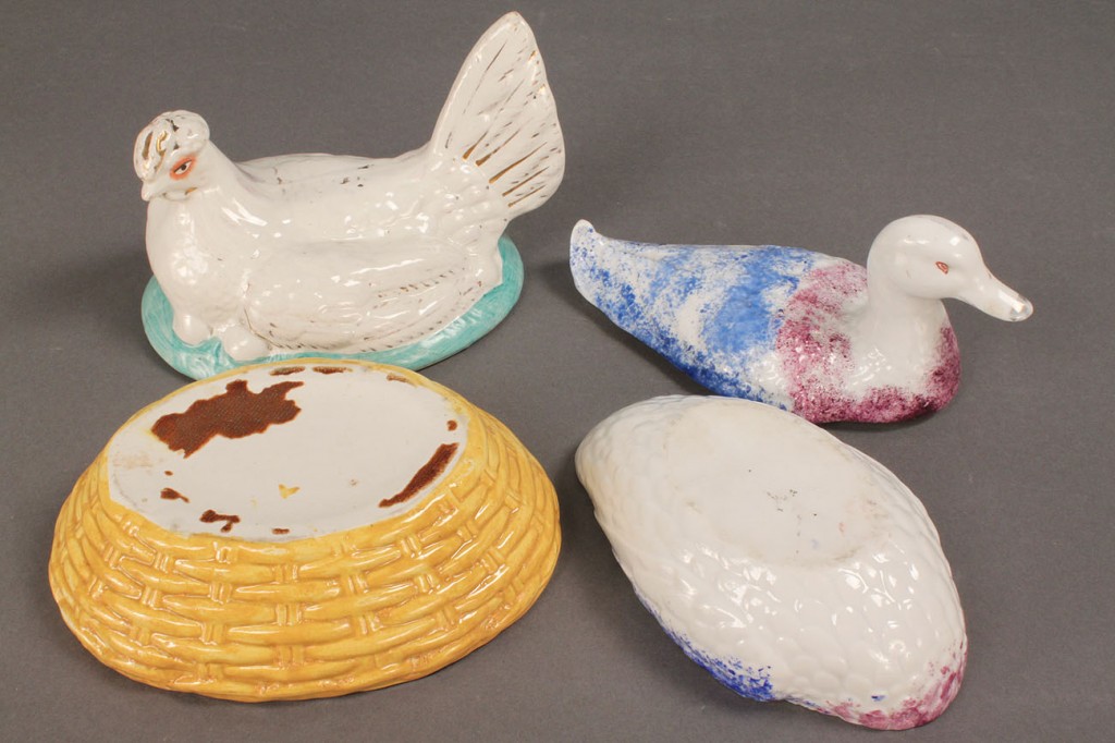 Lot 124: 19th Century Porcelain Duck and Hen on Nests, 2 pi