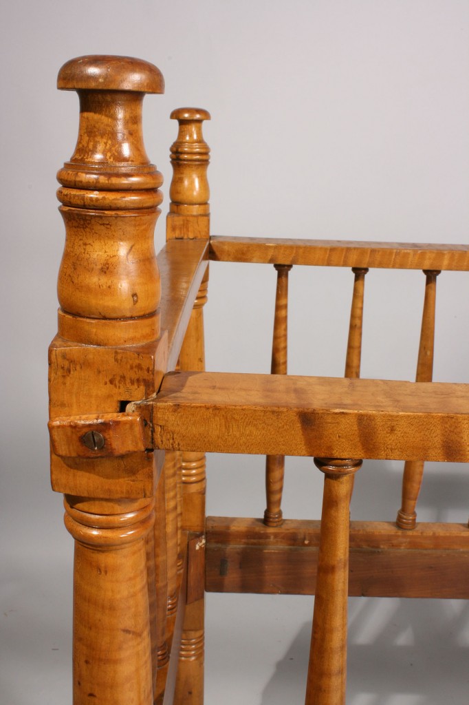 Lot 137: Tiger Maple Baby Crib, possibly Tennessee
