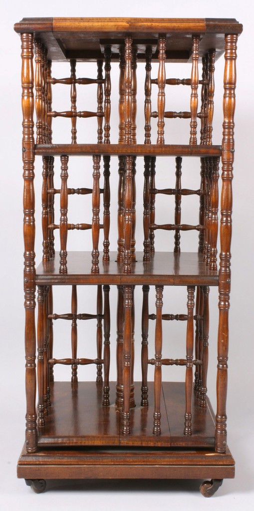 Lot 139: Victorian Spindle-Inset Revolving Bookcase