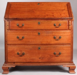 Lot 142: Chippendale Slant Front Desk with ogee feet