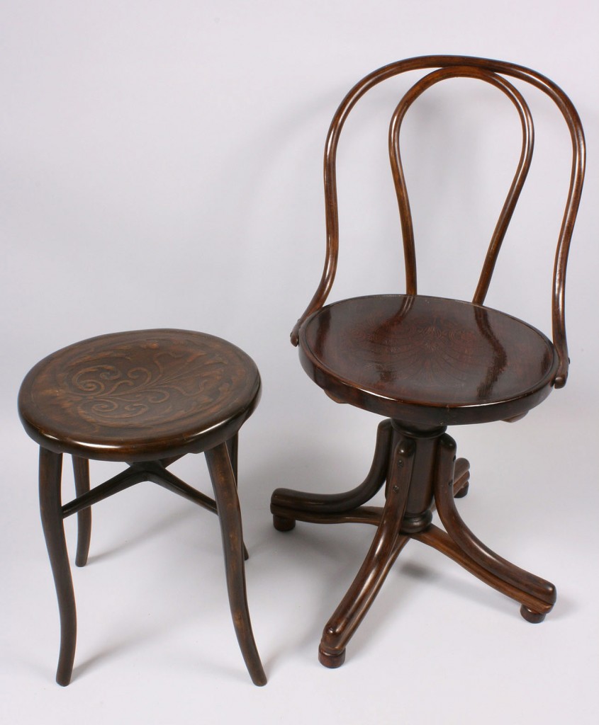 Lot 148: Thonet Bentwood Chair and Stool