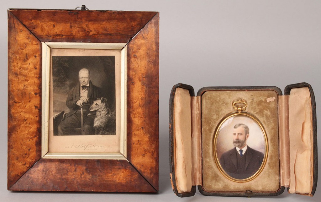 Lot 150: Miniature on Ivory and engraving portrait
