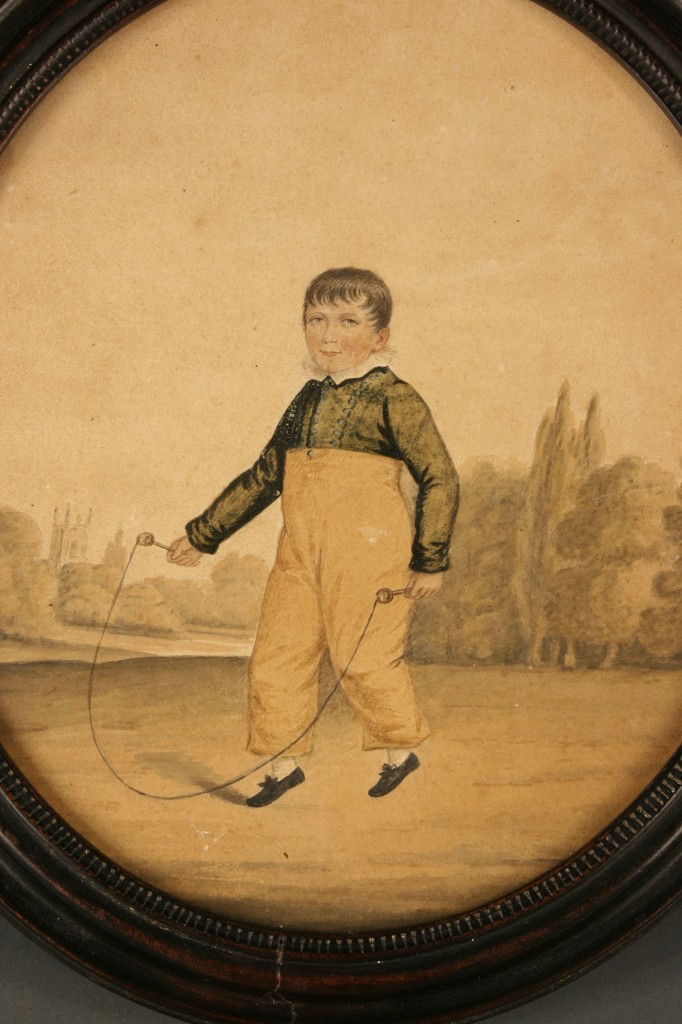Lot 152: Watercolor of Child Skipping Rope