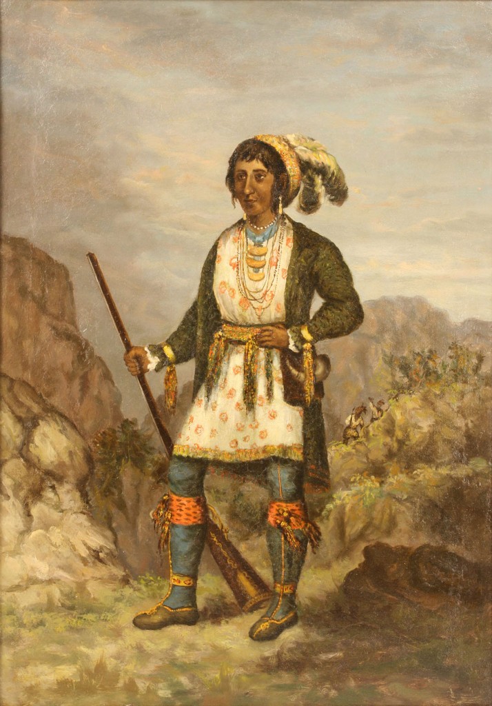 Lot 154: 19th c. portrait of Osceola, oil on canvas