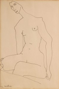 Lot 161: Louise Nevelson Nude Drawing, Framed