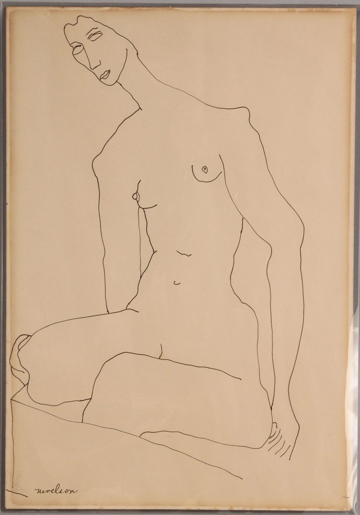Lot 161: Louise Nevelson Nude Drawing, Framed