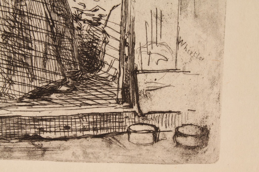 Lot 165: James Whistler etching, "La Vielle Aux Loques"