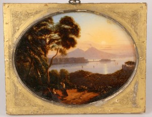 Lot 172: Continental School landscape, reverse painted on g