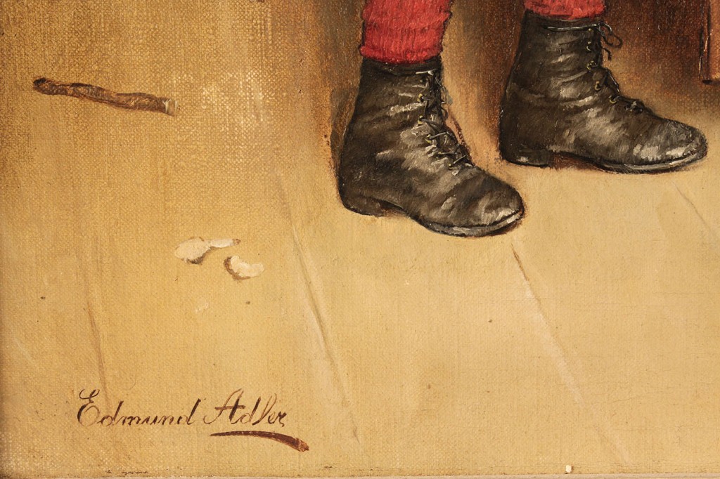 Lot 175: Edmund Adler oil on canvas, Boy with cat