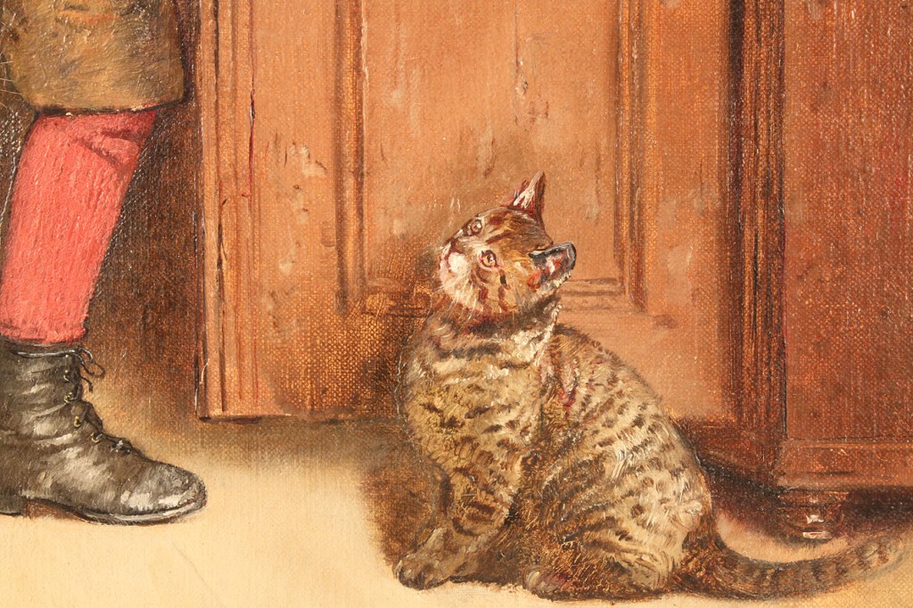 Lot 175: Edmund Adler oil on canvas, Boy with cat
