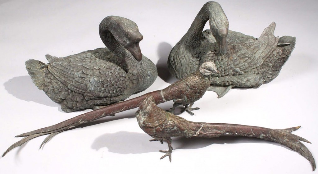 Lot 181: Pair Austrian Bronze Pheasants and Bronze Geese